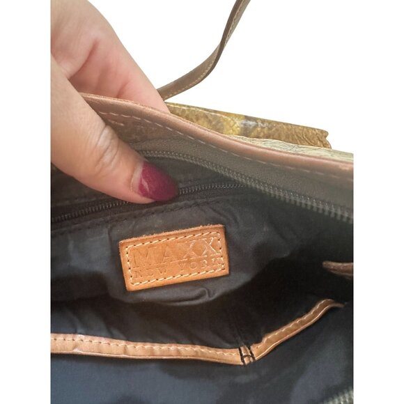 MAXX NEW YORK Yellow Snake Print Leather Vintage Shoulder Bag - Picture 3 of 8